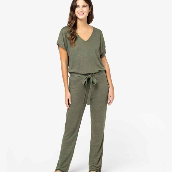 Spasso Ladies Short Sleeve Linen Knit Jumpsuit Thumbnail
