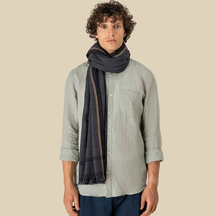Spasso Grey Pixel Check Scarf Thumbnail