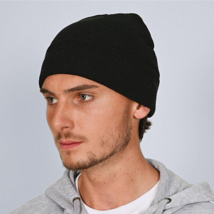 Knitted Recycled Acrylic Turn Up Beanie Adult Thumbnail