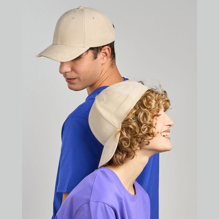 Fam S 6 Panel Structured Low Profile Mid Visor Suede Recycled Cap Adult Thumbnail