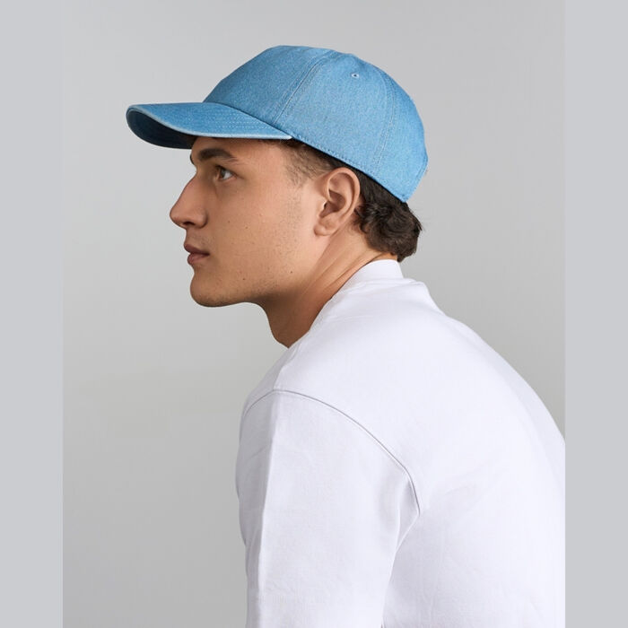 Iraya 5 Panel Unstructured Low Profile Mid Visor Denim Recycled Cap Adult Thumbnail
