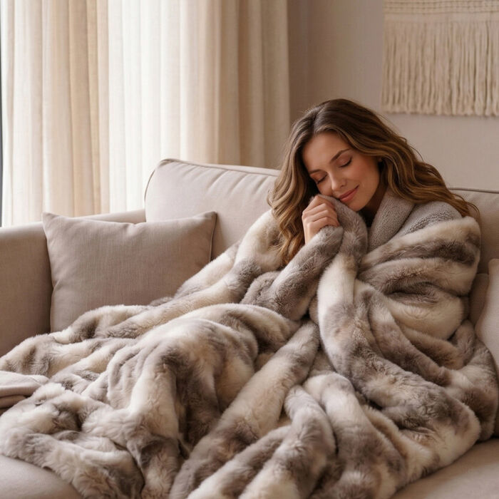 Luxury faux fur heated throw (127 x 152cm) Thumbnail